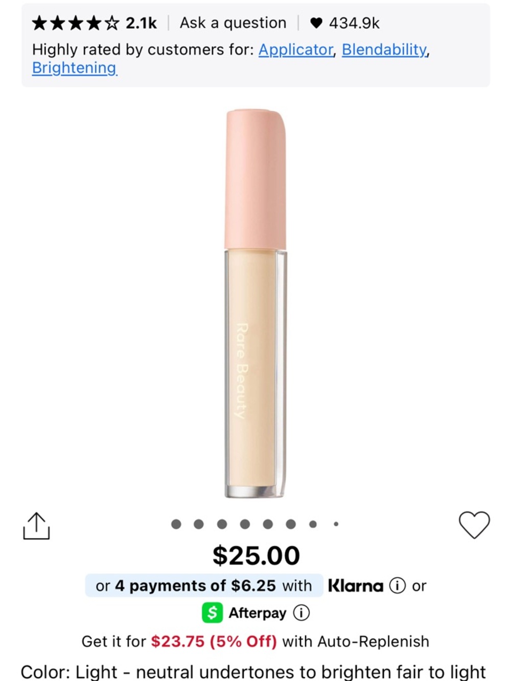 Rare Beauty Light Medium Concealer – Brightening Cream Shade